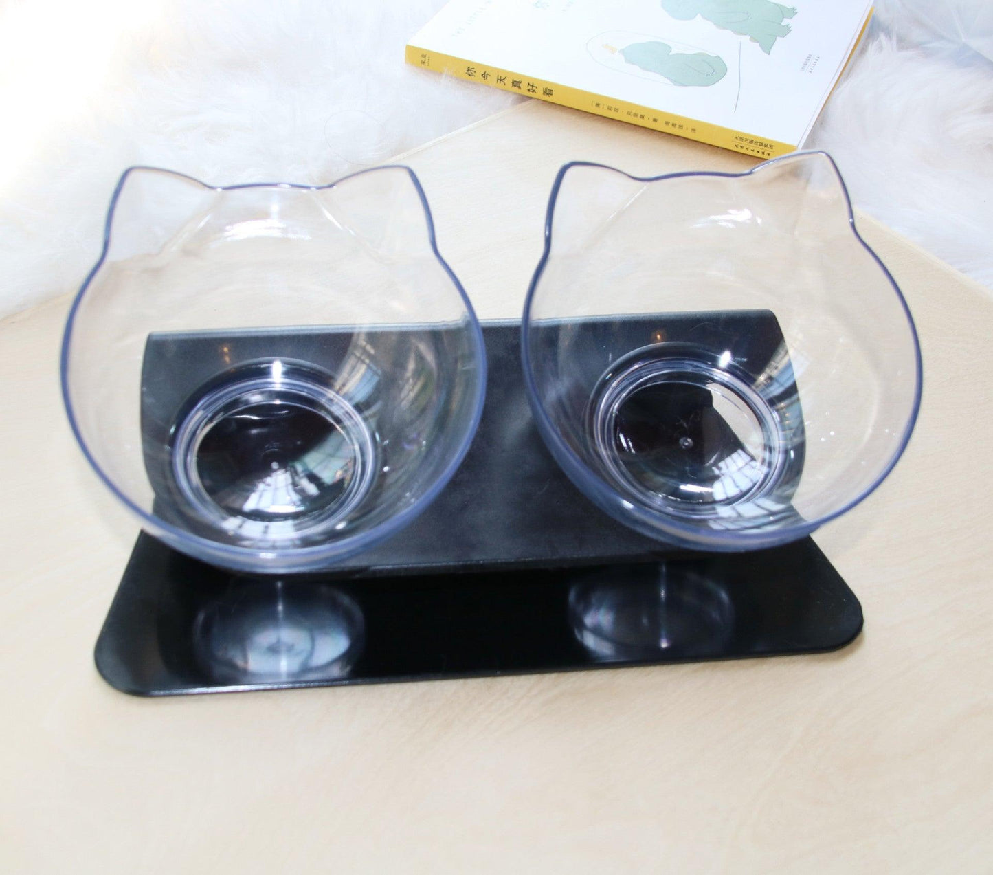 Double Cat Bowl – Raised Ergonomic Design for Neck Protection