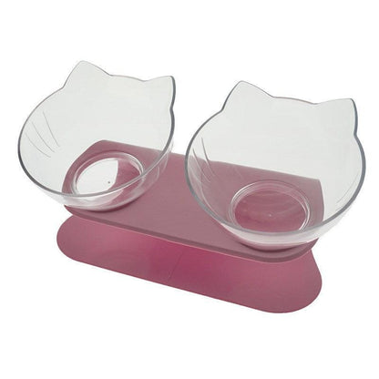 Double Cat Bowl – Raised Ergonomic Design for Neck Protection