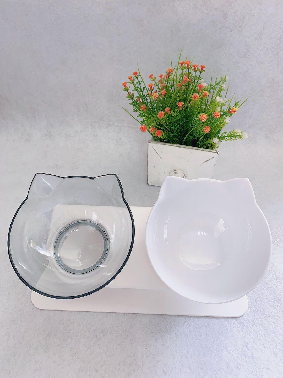 Double Cat Bowl – Raised Ergonomic Design for Neck Protection