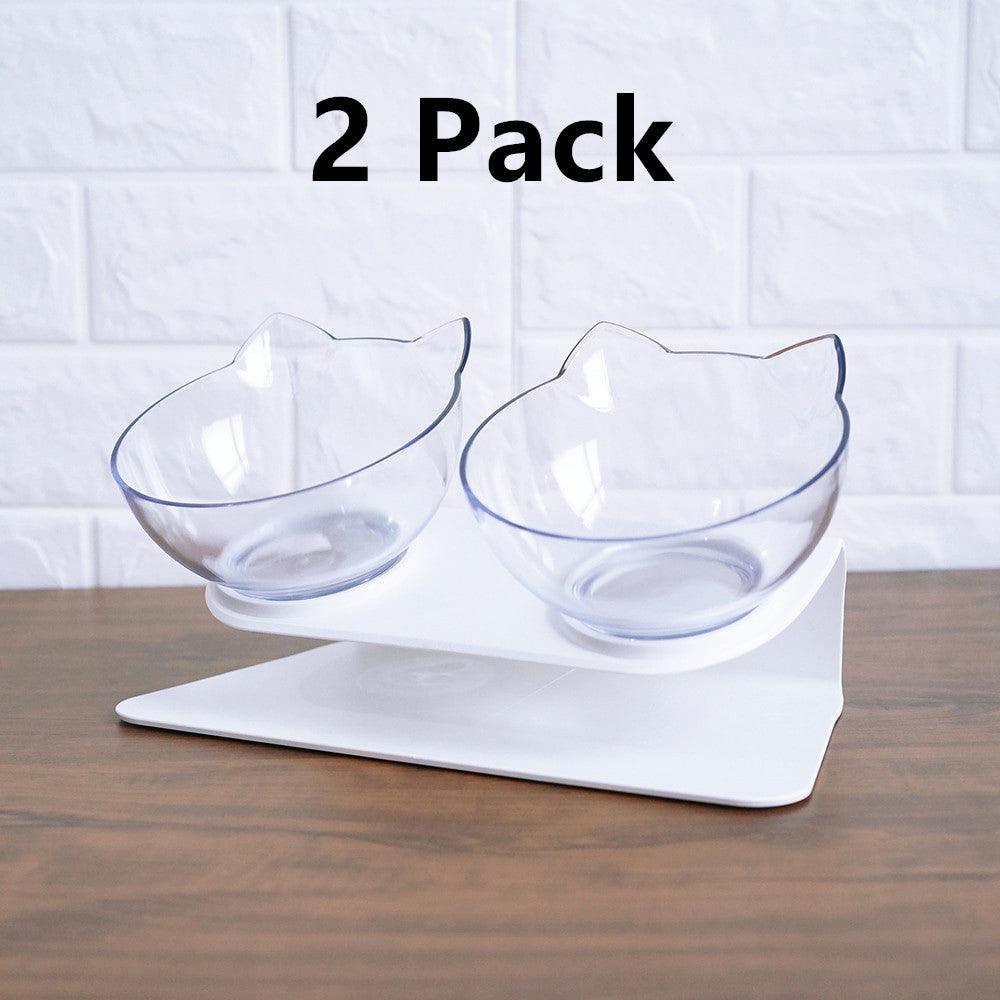 Double Cat Bowl – Raised Ergonomic Design for Neck Protection