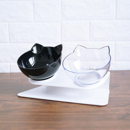 Double Cat Bowl – Raised Ergonomic Design for Neck Protection