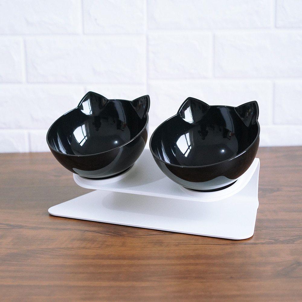 Double Cat Bowl – Raised Ergonomic Design for Neck Protection
