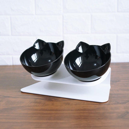 Double Cat Bowl – Raised Ergonomic Design for Neck Protection