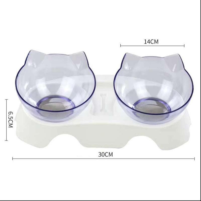 Double Cat Bowl – Raised Ergonomic Design for Neck Protection
