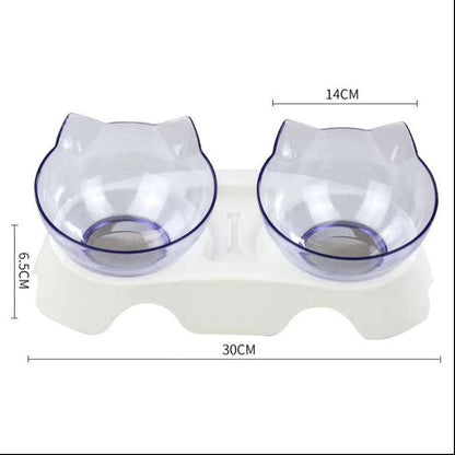 Double Cat Bowl – Raised Ergonomic Design for Neck Protection