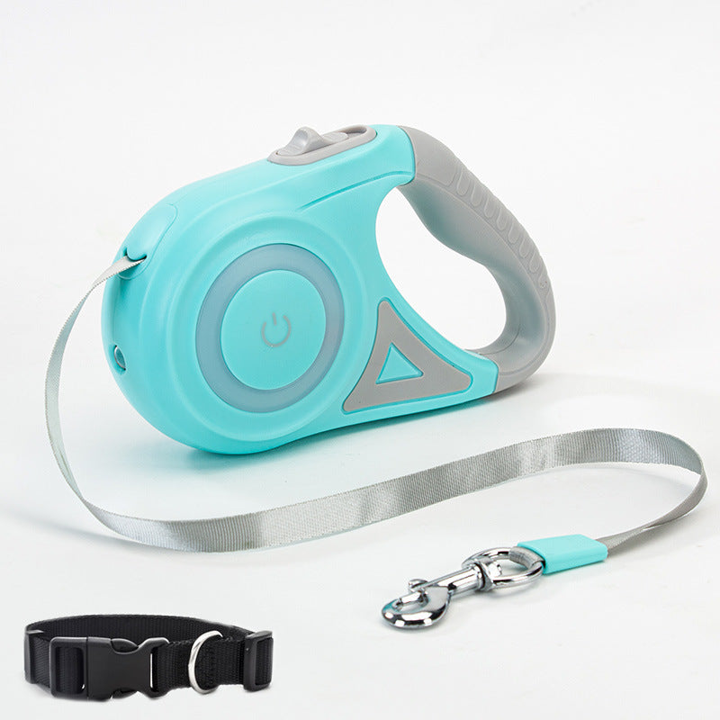 Retractable Dog Leash with Collar – Built-In Spotlight Feature