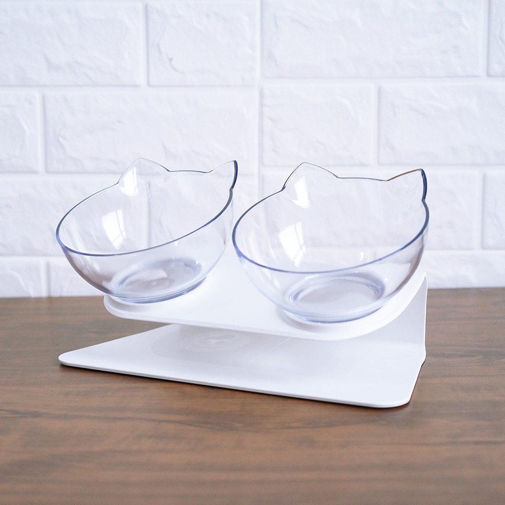 Double Cat Bowl – Raised Ergonomic Design for Neck Protection