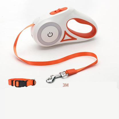 Retractable Dog Leash with Collar – Built-In Spotlight Feature