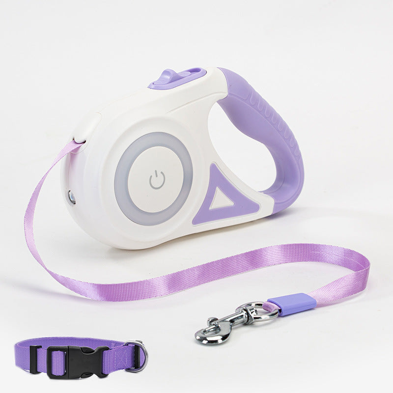 Retractable Dog Leash with Collar – Built-In Spotlight Feature