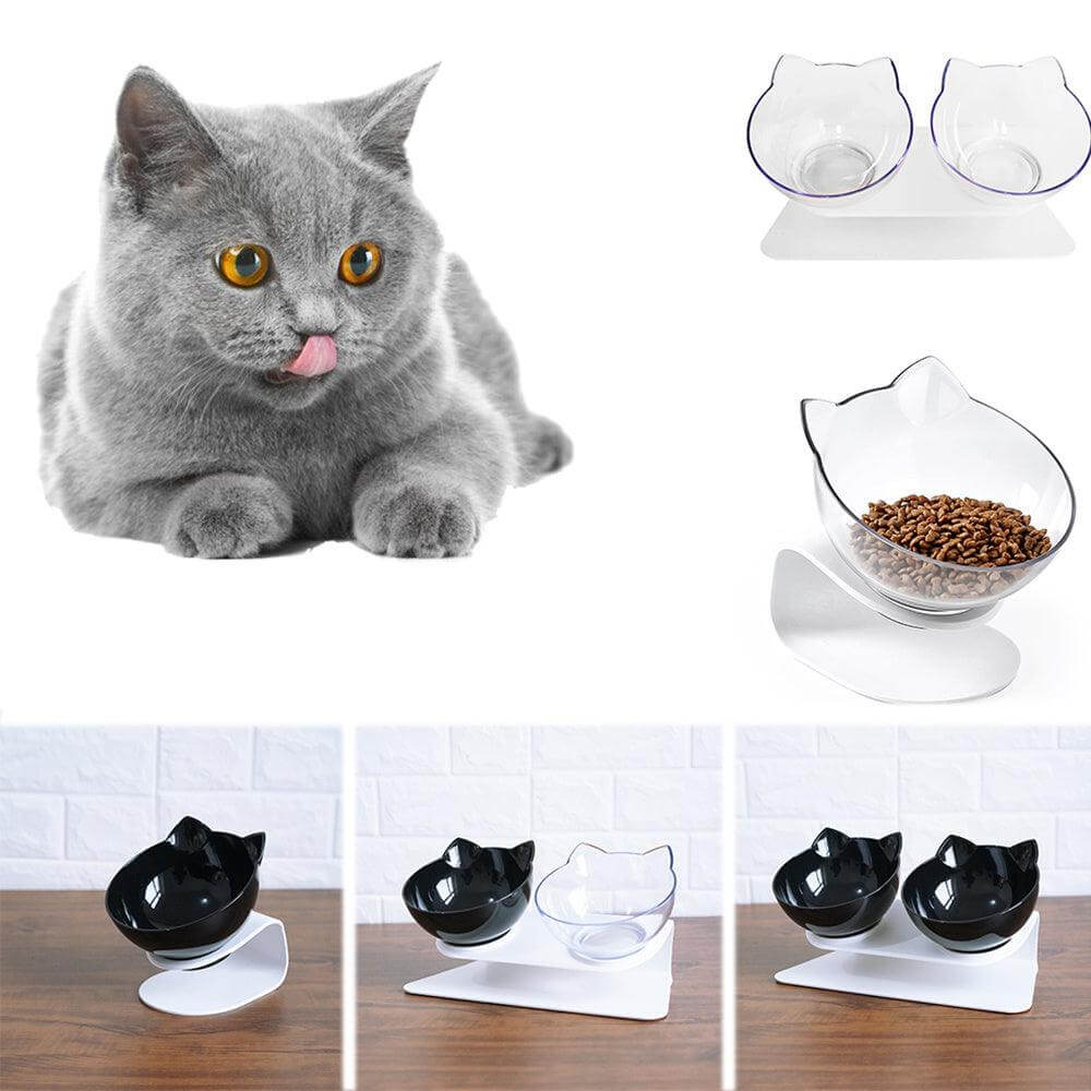 Cat Double Bowl Cat Food Bowl Protects Cervical Vertebra - Pets GrovePets Grove